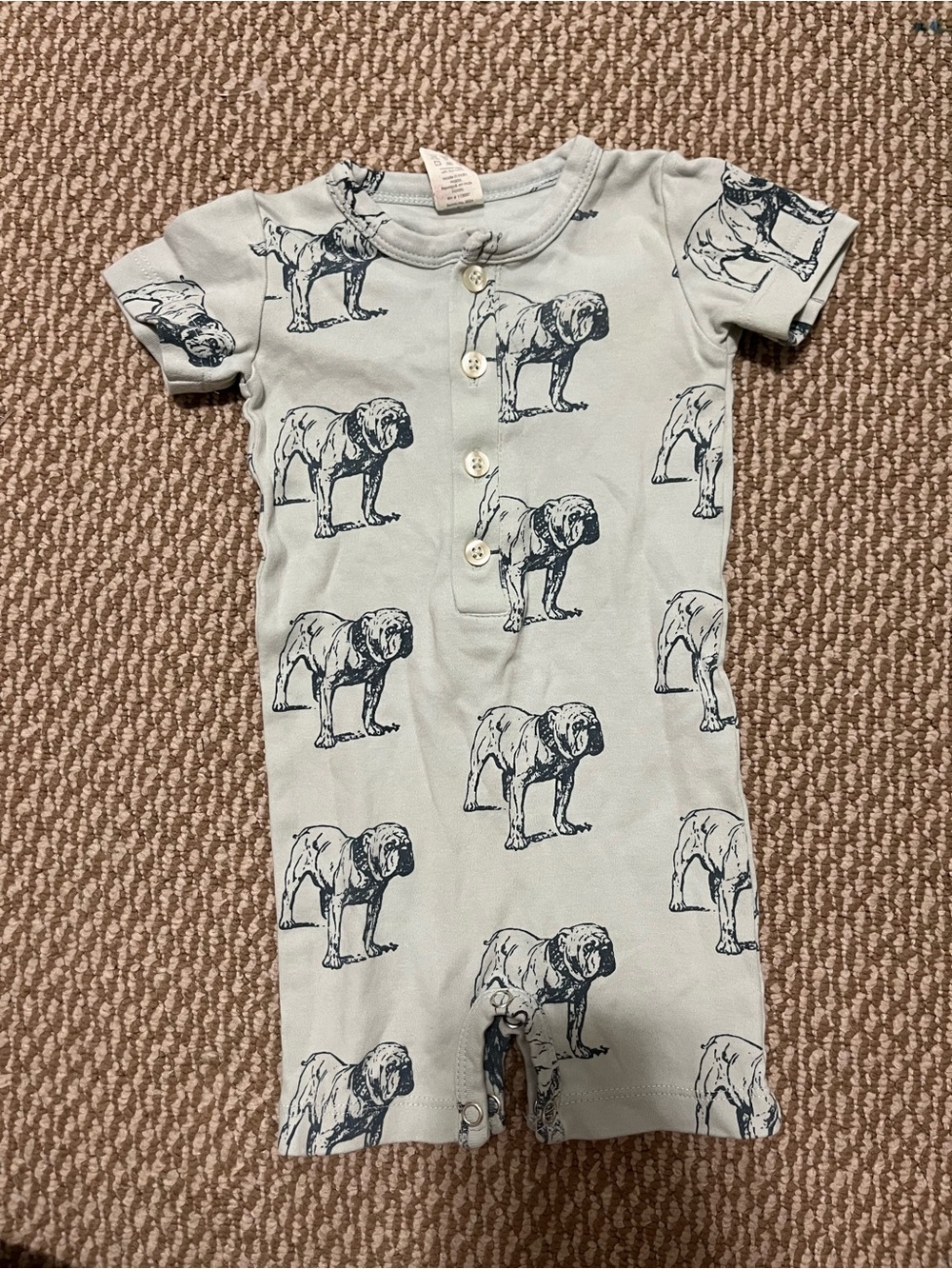 12-18m kate quinn Light Blue Bulldog Print Short Romper
